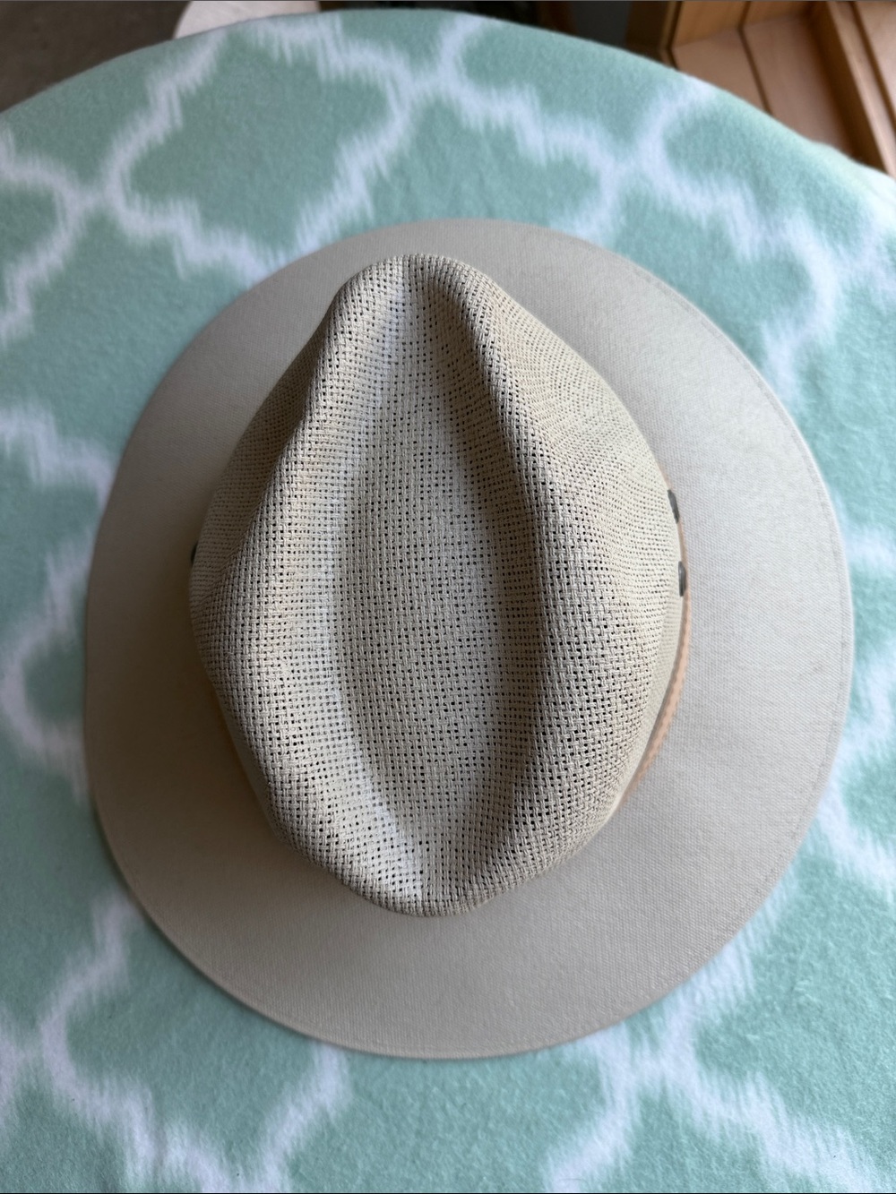 Beige Panama Style Fedora Hat with Tan Band size XL Nicol Hats - Picture 3 of 6